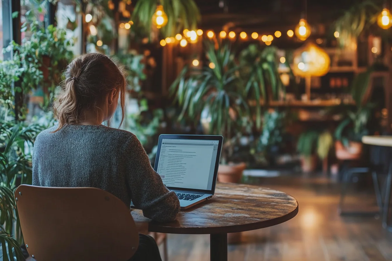 Person researching loan alternatives on laptop